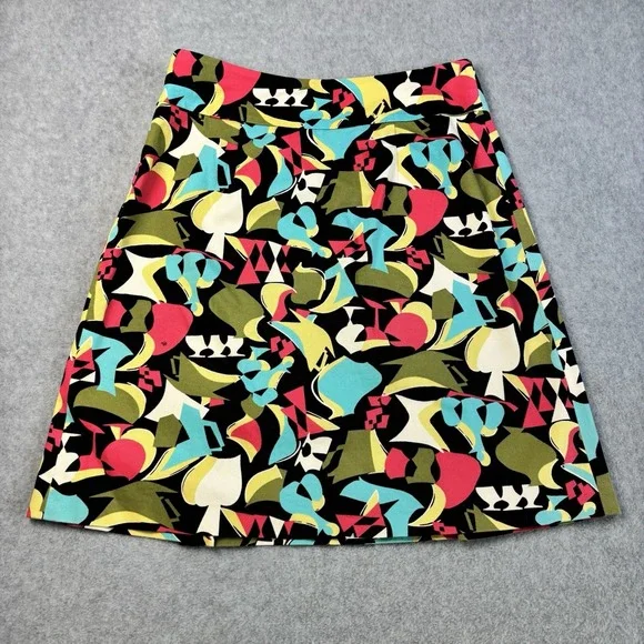 Talbots Multicolor Print Side Zip Pleated Skirt Womens Size 4 Stretch Cotton - Picture 2 of 9